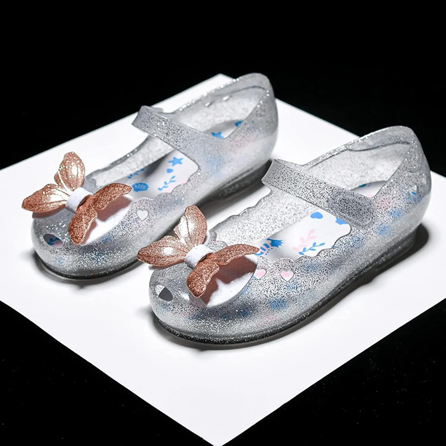 Children Kids Girls Sandals LED Light Luminous Shoes Casual Shoes Jelly Shoes Bow Princess Toddler Non-Slip Sandals