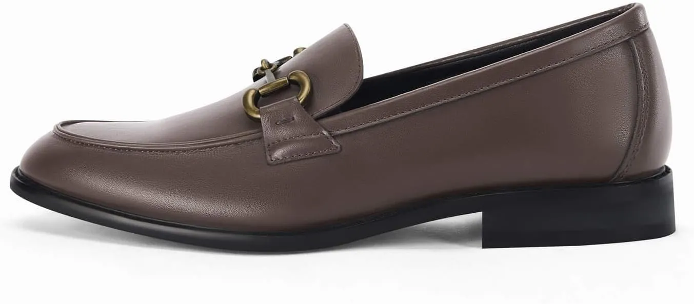 Coutgo Men's Dress Loafers Penny Loafer Driving Slip on Leather Business Formal Gold Chain Shoes