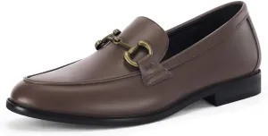 Coutgo Men's Dress Loafers Penny Loafer Driving Slip on Leather Business Formal Gold Chain Shoes