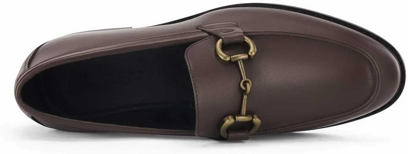 Coutgo Men's Dress Loafers Penny Loafer Driving Slip on Leather Business Formal Gold Chain Shoes