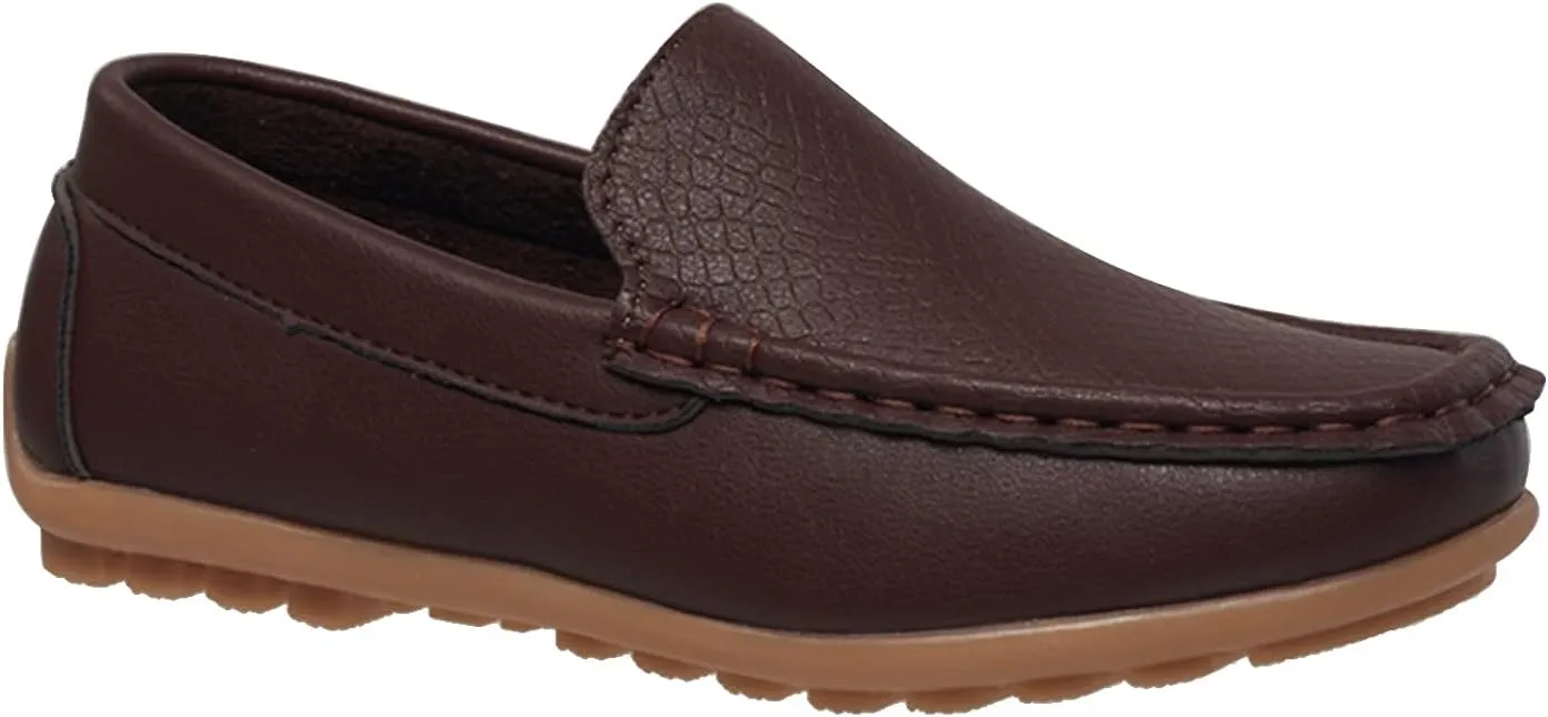 CoXist Kids Toddlers Boys Girls Leather Slip On Loafers Moccasin Boat Dress Shoes
