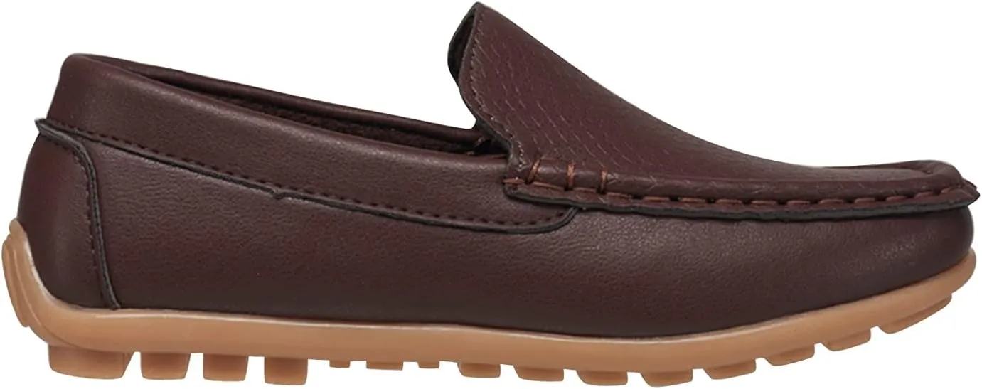 CoXist Kids Toddlers Boys Girls Leather Slip On Loafers Moccasin Boat Dress Shoes