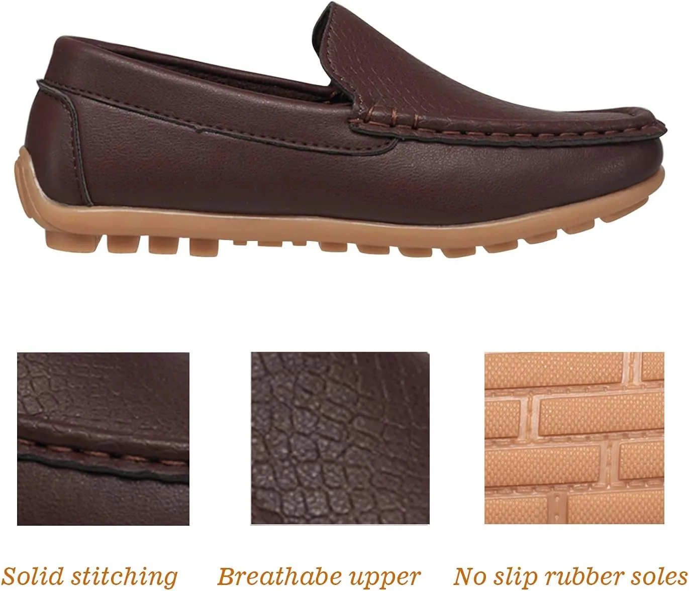 CoXist Kids Toddlers Boys Girls Leather Slip On Loafers Moccasin Boat Dress Shoes