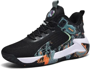 DHAEY Men's Basketball Shoe Anti Slip Outdoor Training Rubber Sole Basketball Boot (Color : Black, Size : 11 Women/9.5 Men)