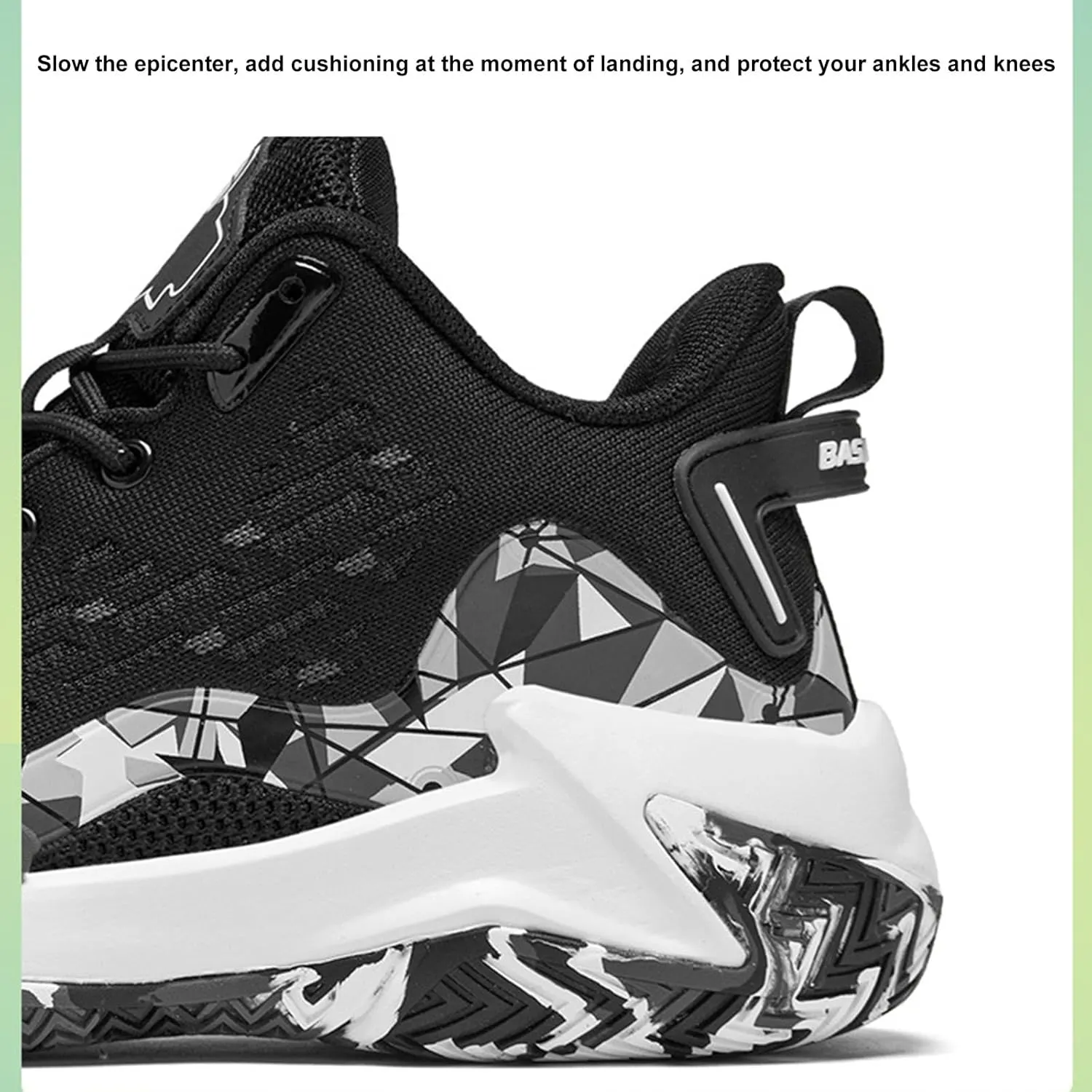 DHAEY Mens Basketball Shoes Unisex High Top Anti Slip Running Shoes Fashionable Breathable Professional Outdoor Basketball Shoes (Color : Black, Size : 15 Women/13.5 Men)