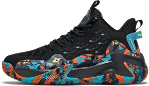 DHAEY Mens Basketball Shoes Unisex High Top Anti Slip Running Shoes Fashionable Breathable Professional Outdoor Basketball Shoes (Color : Black, Size : 15 Women/13.5 Men)