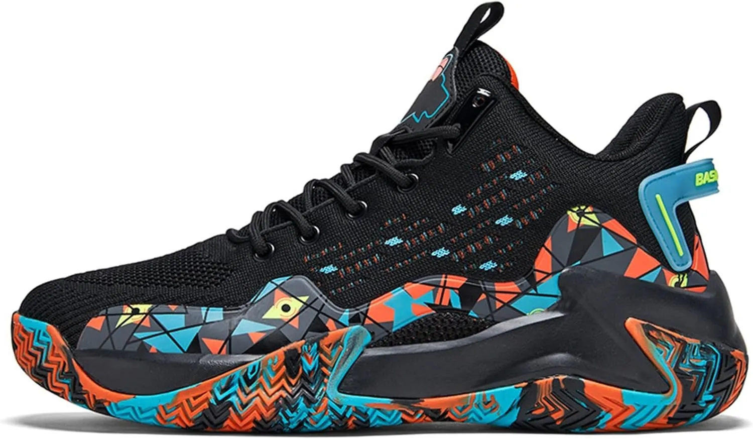 DHAEY Mens Basketball Shoes Unisex High Top Anti Slip Running Shoes Fashionable Breathable Professional Outdoor Basketball Shoes (Color : Black, Size : 15 Women/13.5 Men)