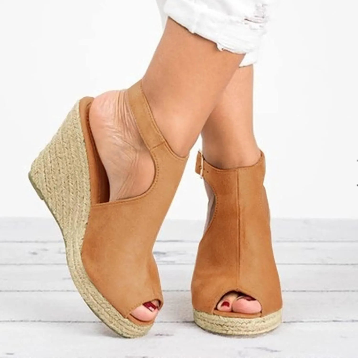 Dheva-C Platform Sandals Women Summer Dressy Fashion Espadrilles Sandals Wedges Sandals Platform Casual Summer High Heels Open Toe Sandals Slip on Shoes Women