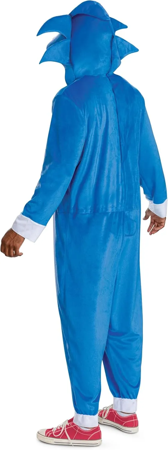 Disguise Adult Sonic Adult Costume, Official Sonic Movie 3 Hooded Jumpsuit for Men and Women