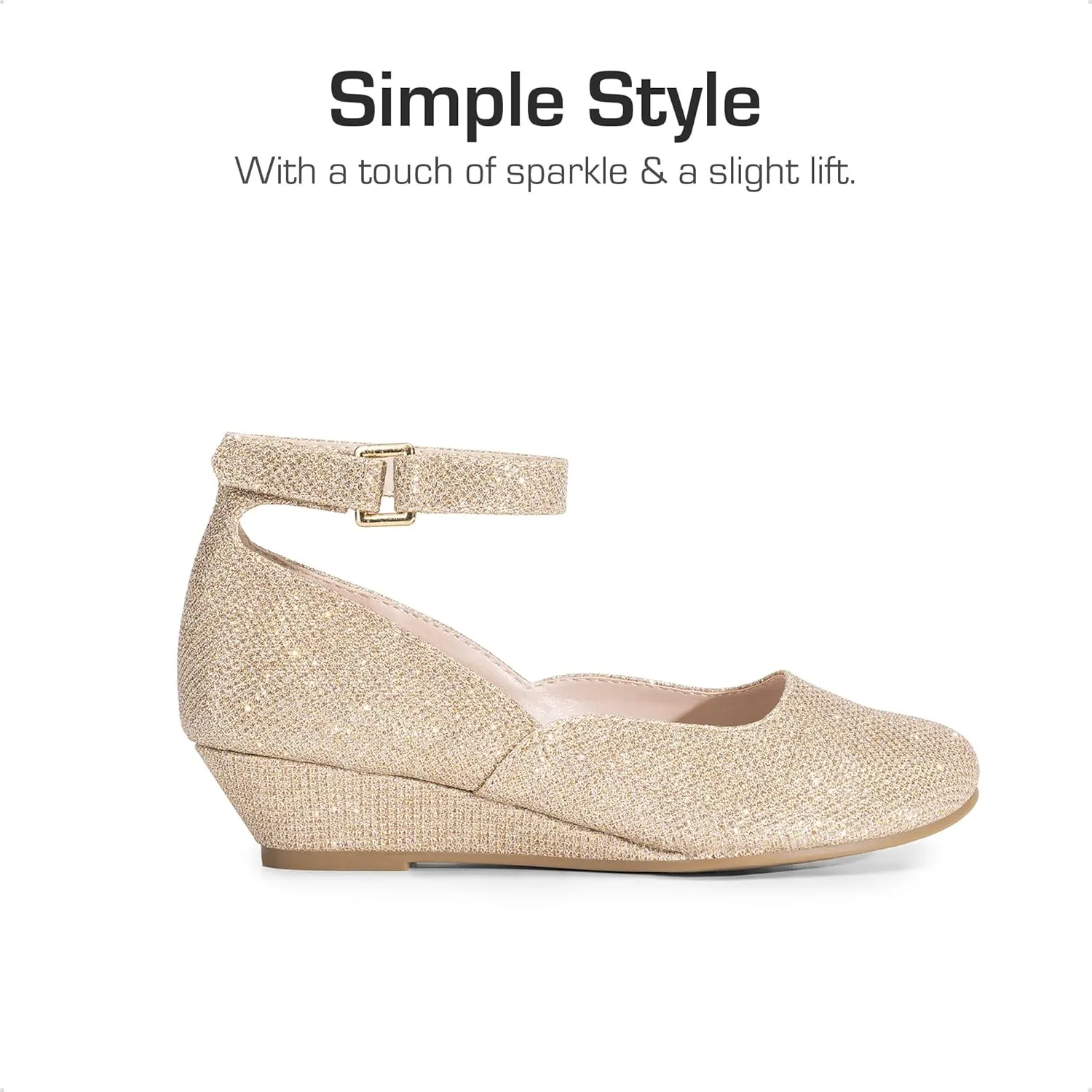 DREAM PAIRS Girls Dress Shoes Low Wedge Heels Ankle Strap Wedding Flower Party Pump for Toddler Little Big Kid