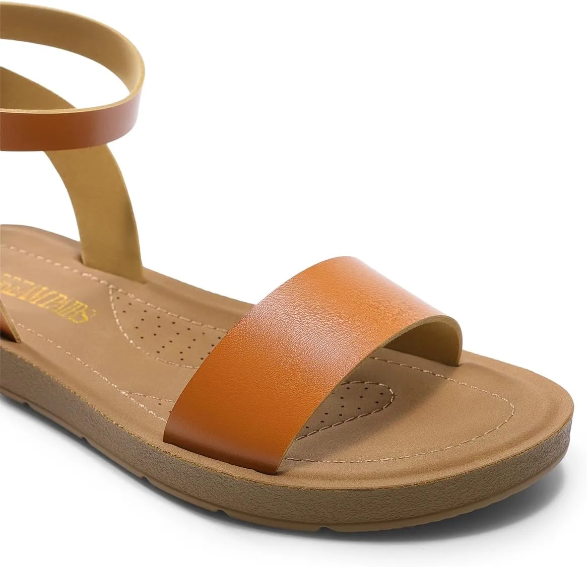 DREAM PAIRS Women’s One Band Ankle Strap Buckle Flat Sandals