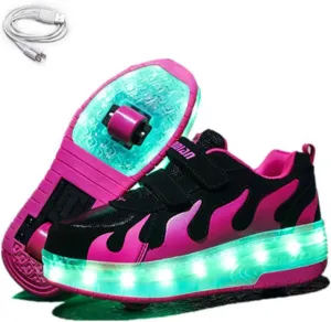 Ehauuo Unisex Roller Shoes Kids Sparkling Wheels Shoes Girls Light up Roller Skates Sneakers Boys Rechargeable Flashing Sneakers for Gift