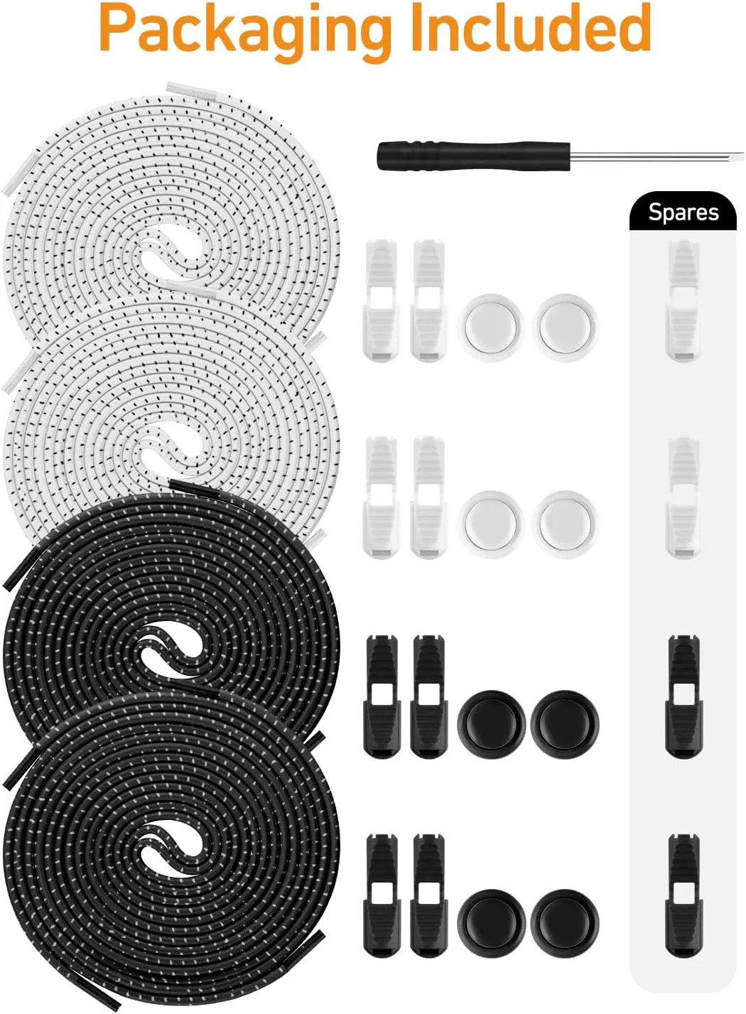 Elastic No Tie Shoe Laces - Tieless Shoelaces for Adults and Kids - 4 Pairs, Heavy Duty Shoe Strings for Sneakers