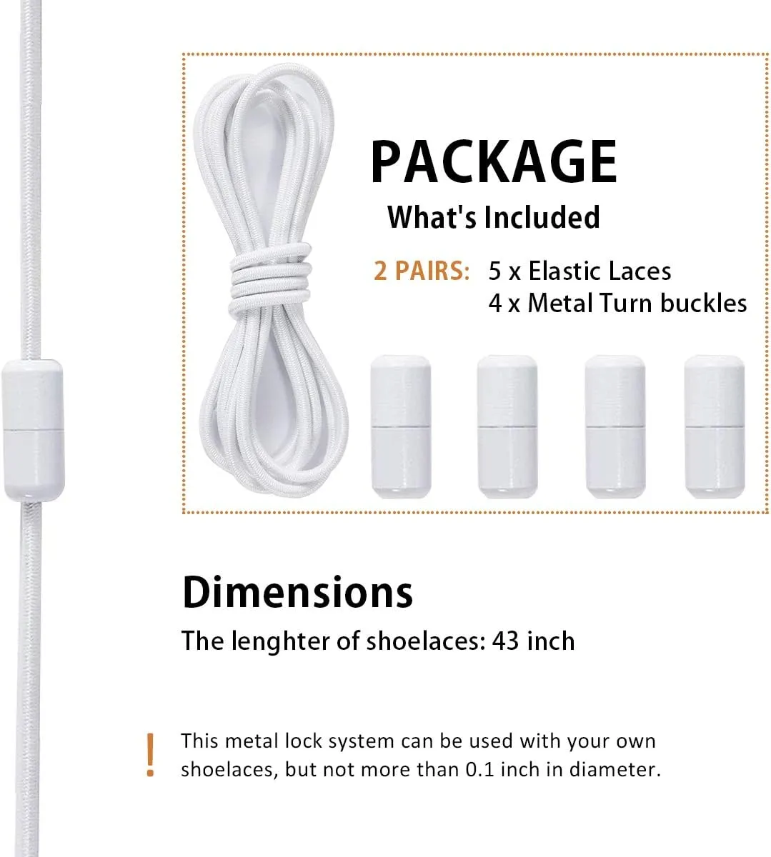 Elastic Shoe Laces - No Tie Shoelaces for All Adult and Kids Sneakers Fits Board Shoes and Casual Shoes (2 Pairs)