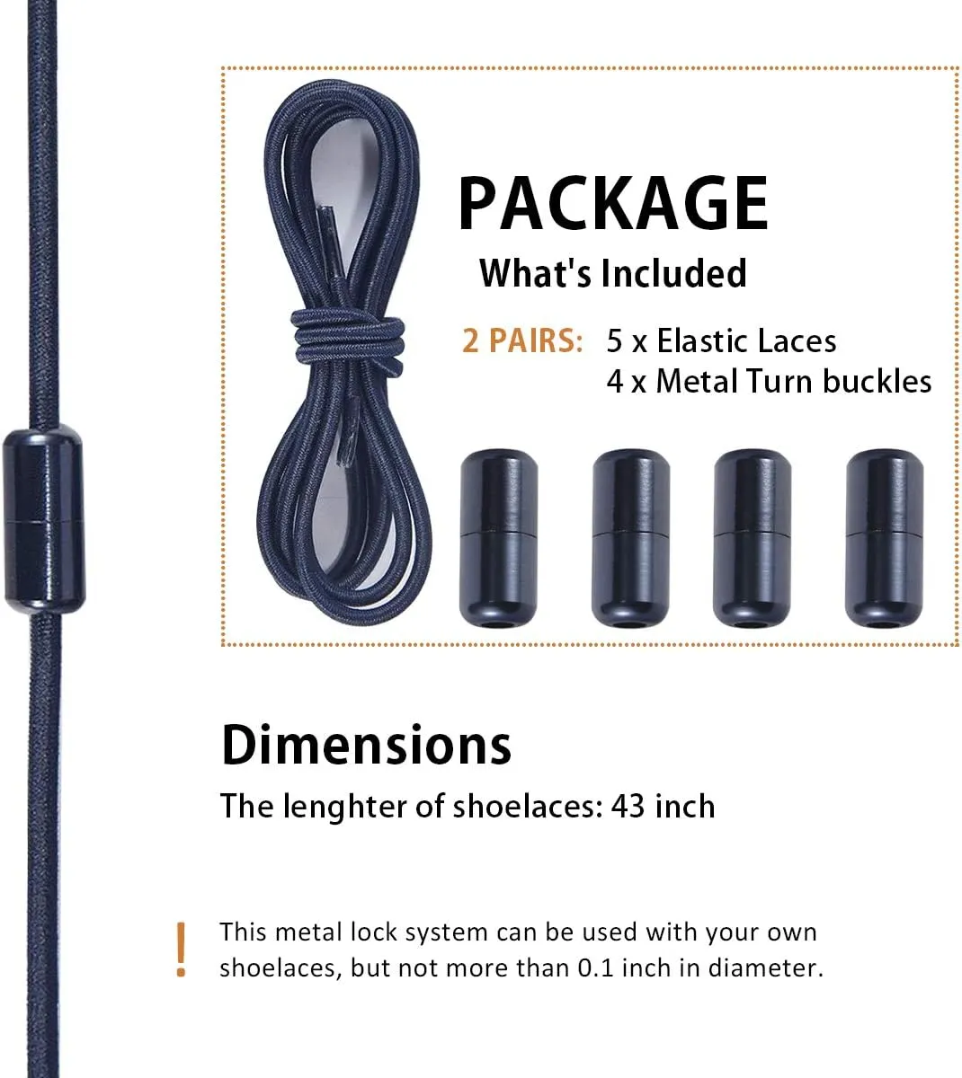 Elastic Shoe Laces - No Tie Shoelaces for All Adult and Kids Sneakers Fits Board Shoes and Casual Shoes (2 Pairs)