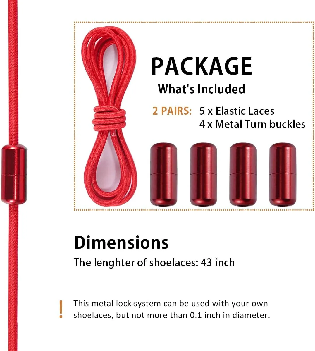 Elastic Shoe Laces - No Tie Shoelaces for All Adult and Kids Sneakers Fits Board Shoes and Casual Shoes (2 Pairs)