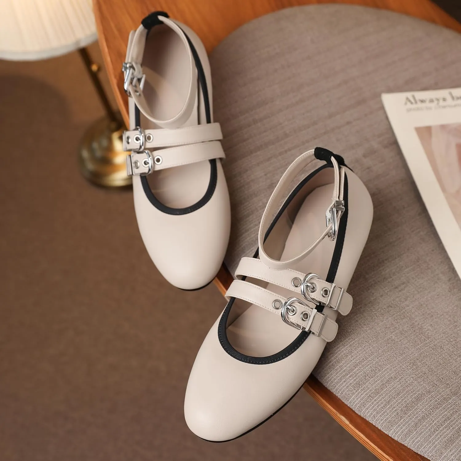 Eldof Flats Shoes Women Round Toe Slip On Ballet Flats Shoes for Dress Comfortable