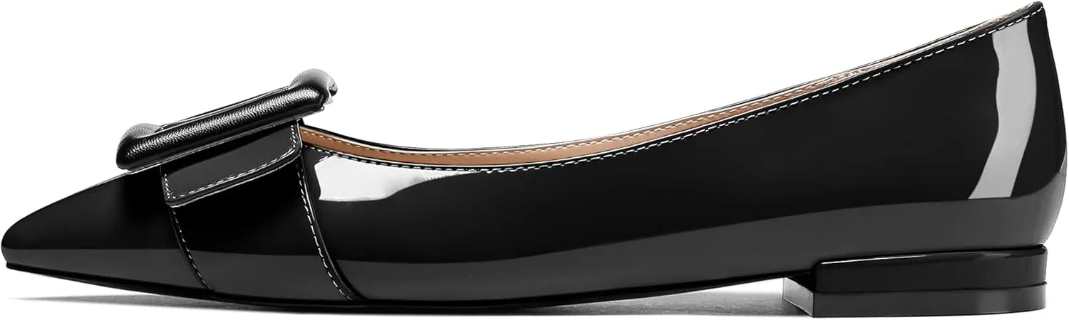 Eldof Women's Flats, Pointed Toe Flats Pumps, Buckle Flats Pumps, Walking Dress Office Classic Comfortable Flats
