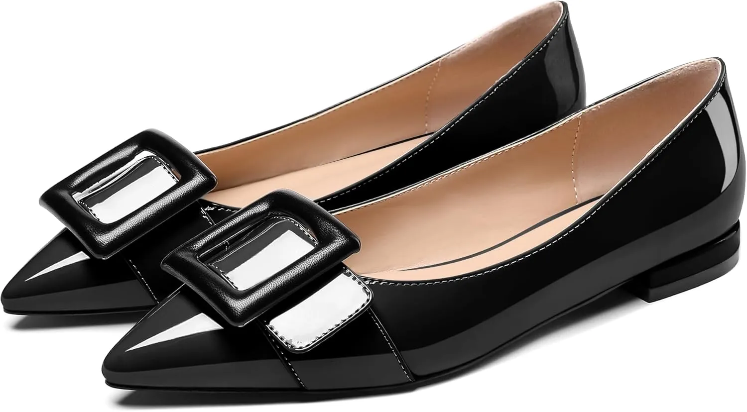 Eldof Women's Flats, Pointed Toe Flats Pumps, Buckle Flats Pumps, Walking Dress Office Classic Comfortable Flats