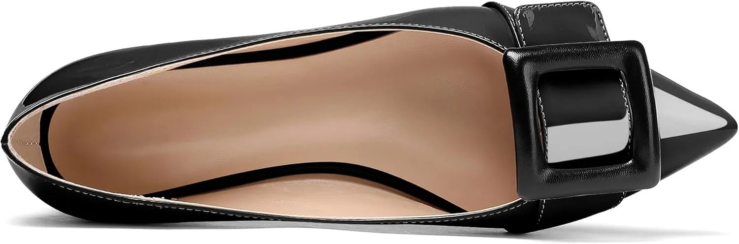 Eldof Women's Flats, Pointed Toe Flats Pumps, Buckle Flats Pumps, Walking Dress Office Classic Comfortable Flats