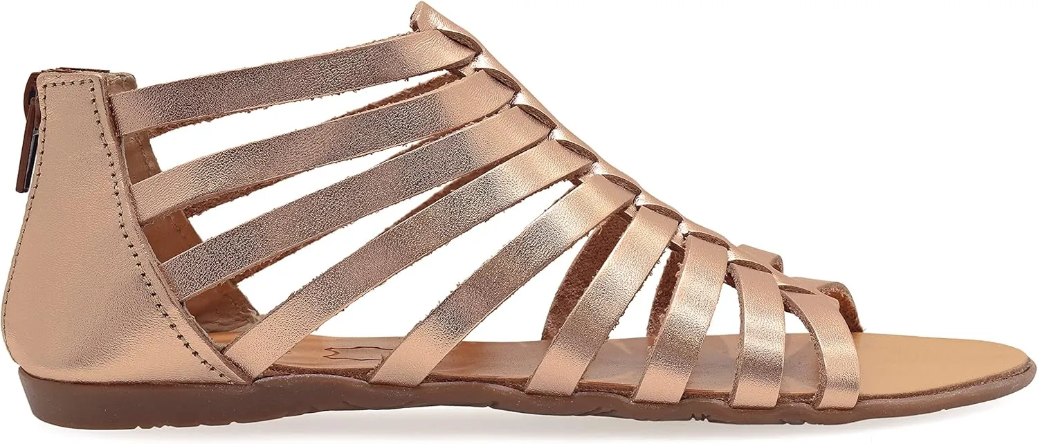 Emmanuela Ancient Greek Style Anlkle High Leather Sandals, Handmade Gladiator Sandals, Quality Strappy Summer Shoes with Rear Zipper at Shaft, Boho Open Toe Sandals