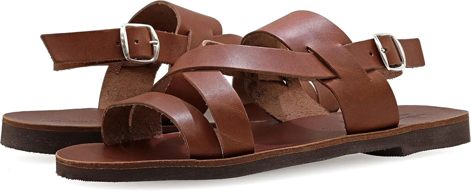 Emmanuela Ancient Greek Style Leather Fisherman Sandals for Men, Handmade Leather Open Toe Men's Sandals, Quality Adjustable Buckle Summer Shoes Black, Brown, Beige