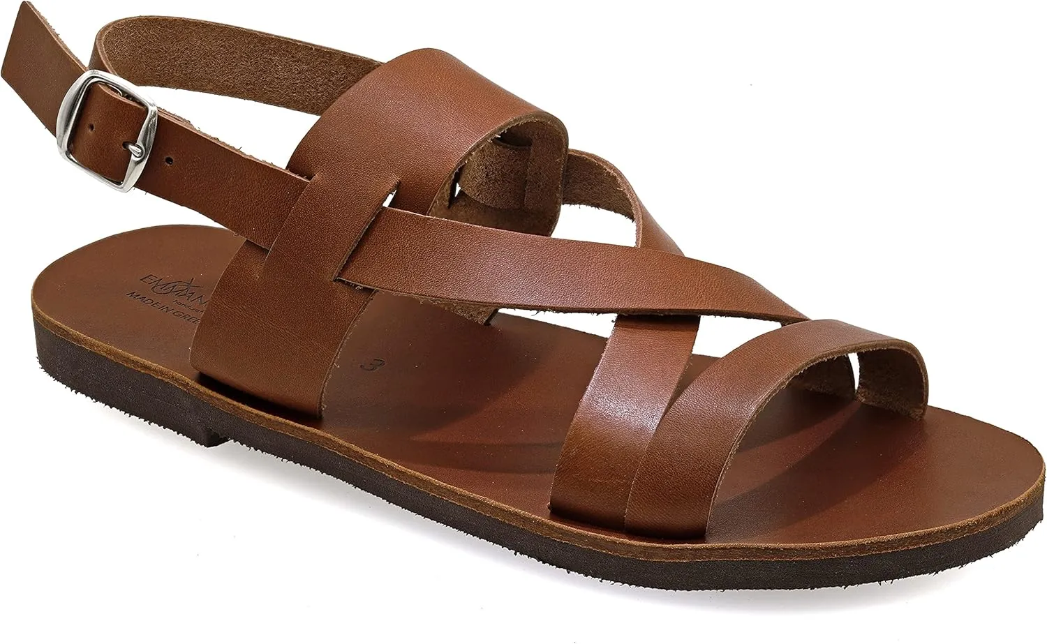 Emmanuela Ancient Greek Style Leather Fisherman Sandals for Men, Handmade Leather Open Toe Men's Sandals, Quality Adjustable Buckle Summer Shoes Black, Brown, Beige