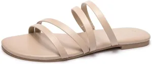 EOZLINK Women's Strappy Flat Sandals Strap Slides Sandals Open Toe Slipper Trendy Dressy Summer Shoes