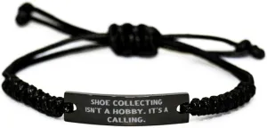 Epic Shoe Collecting Gifts, Shoe Collecting Isn't a, Inspire Black Rope Bracelet For Men Women, Engraved Bracelet From Friends, Sneakers, Running shoes, Loafers, Flats, Pumps, High heels, Sandals,