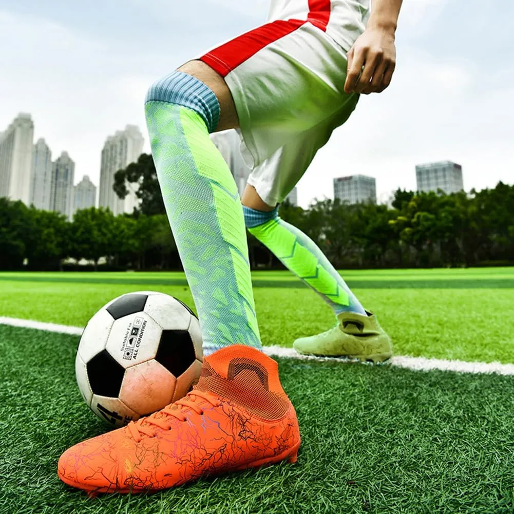 ESXGED Womens High Top Lightweight Soccer Cleats Mens Comfy Football Boots Spikes Shoes Training Sports Sneakers