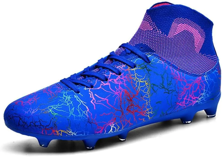 ESXGED Womens High Top Lightweight Soccer Cleats Mens Comfy Football Boots Spikes Shoes Training Sports Sneakers