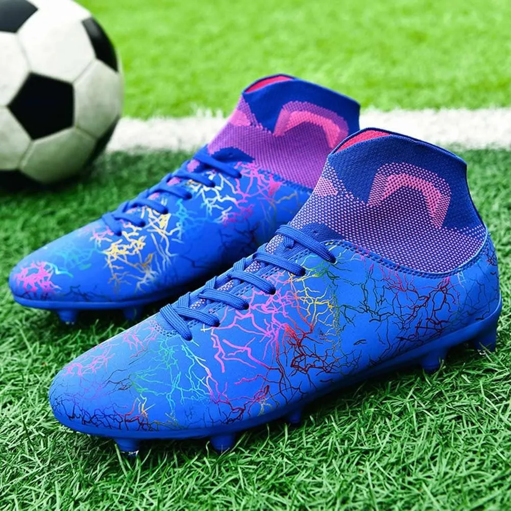 ESXGED Womens High Top Lightweight Soccer Cleats Mens Comfy Football Boots Spikes Shoes Training Sports Sneakers