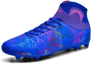 ESXGED Womens High Top Lightweight Soccer Cleats Mens Comfy Football Boots Spikes Shoes Training Sports Sneakers