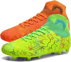 ESXGED Womens High Top Lightweight Soccer Cleats Mens Comfy Football Boots Spikes Shoes Training Sports Sneakers
