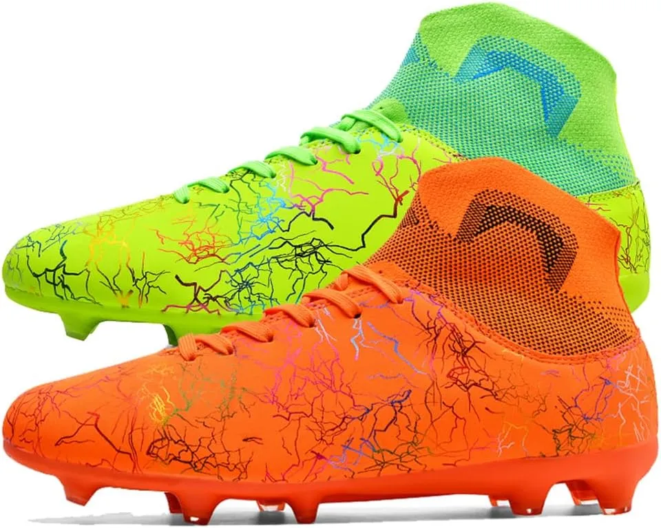ESXGED Womens High Top Lightweight Soccer Cleats Mens Comfy Football Boots Spikes Shoes Training Sports Sneakers