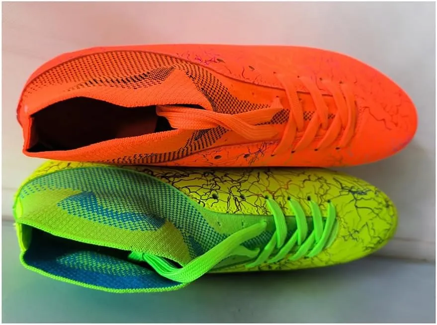 ESXGED Womens High Top Lightweight Soccer Cleats Mens Comfy Football Boots Spikes Shoes Training Sports Sneakers