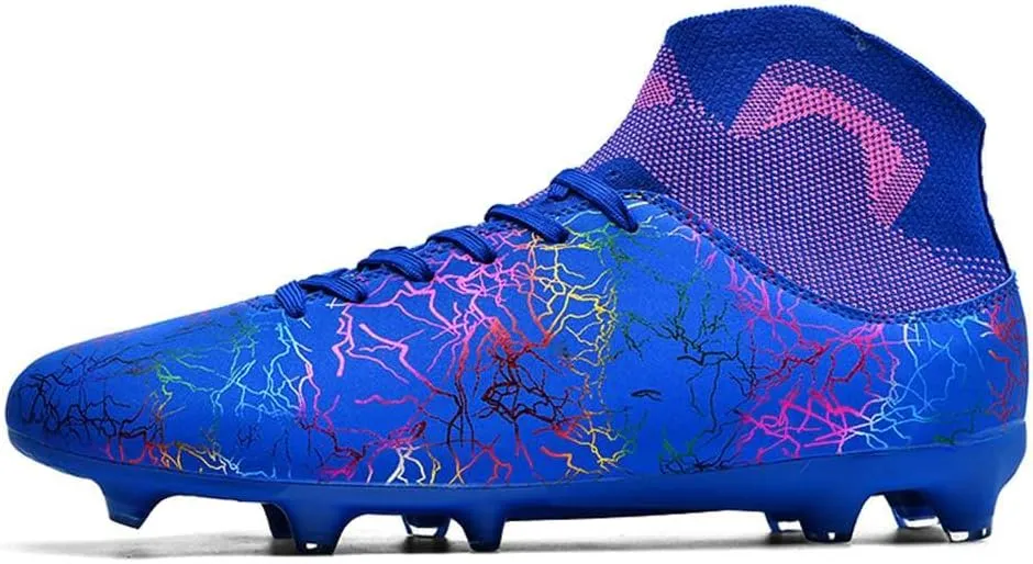 ESXGED Womens High Top Lightweight Soccer Cleats Mens Comfy Football Boots Spikes Shoes Training Sports Sneakers