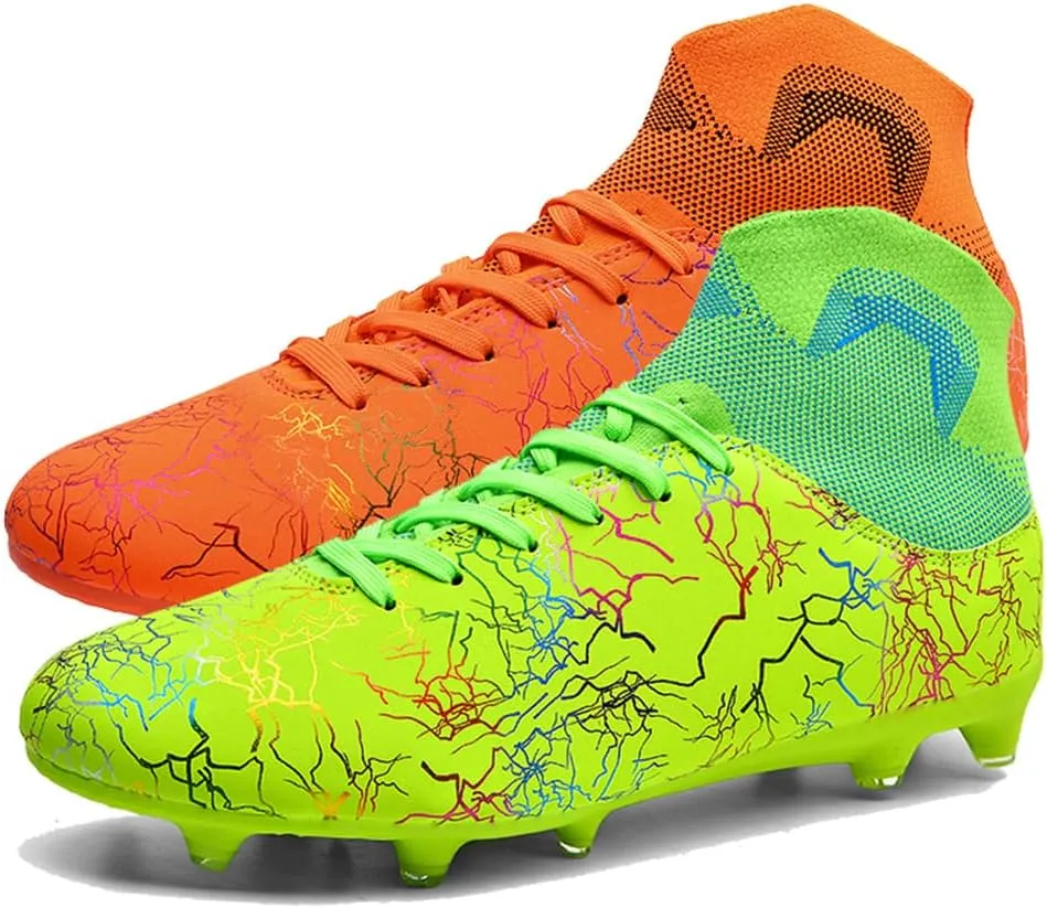 ESXGED Womens High Top Lightweight Soccer Cleats Mens Comfy Football Boots Spikes Shoes Training Sports Sneakers