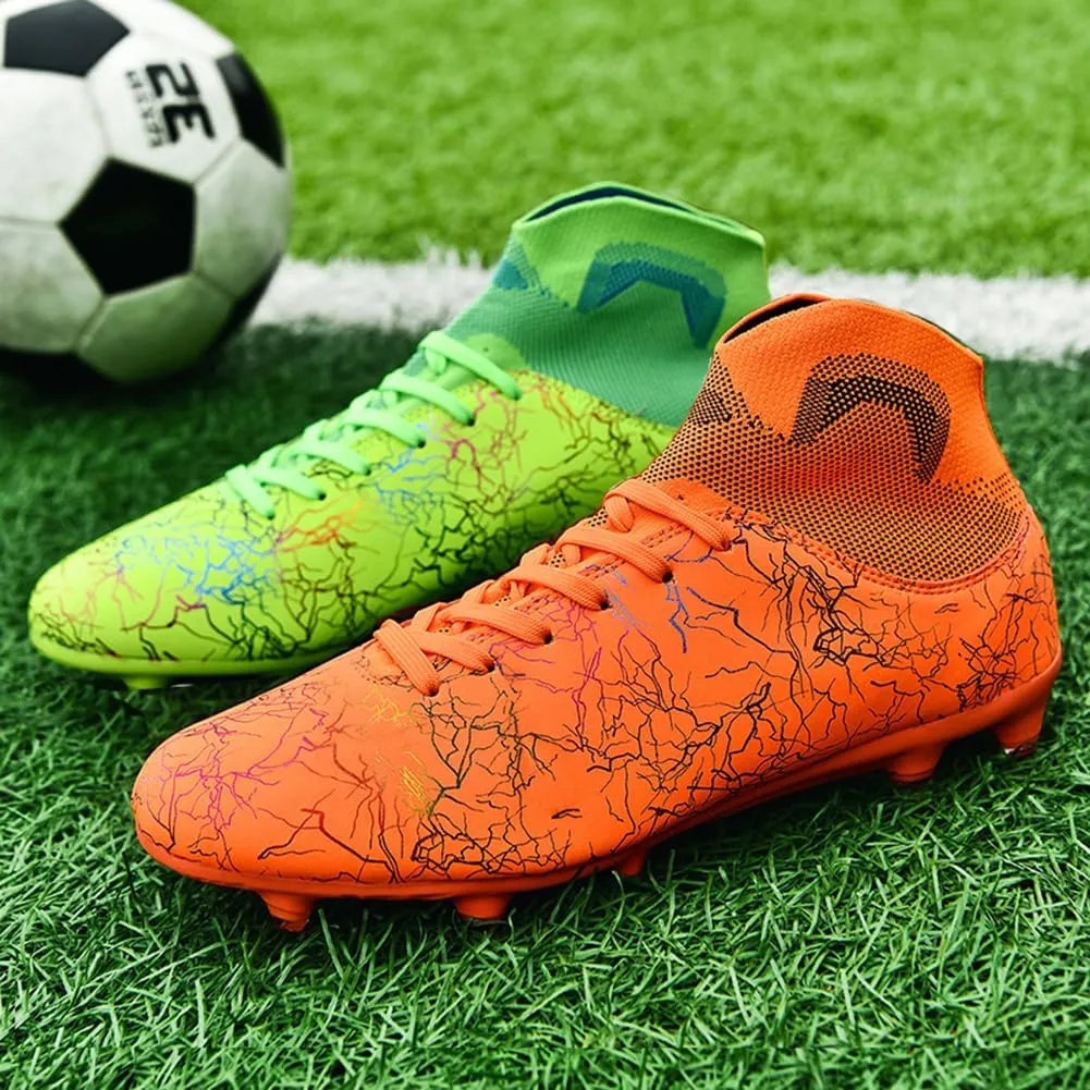 ESXGED Womens High Top Lightweight Soccer Cleats Mens Comfy Football Boots Spikes Shoes Training Sports Sneakers