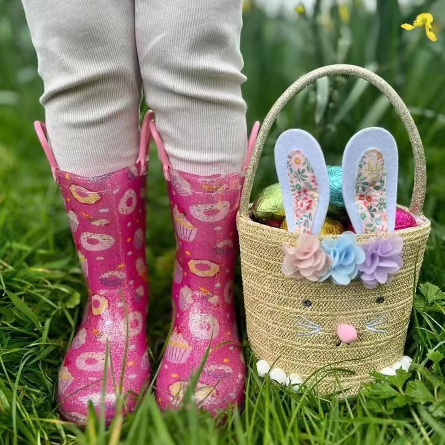 EUXTERPA Kids Toddler Light Up Rain Boots Boys Girls Waterproof Patterns and Glitter Boots with Easy On Handles