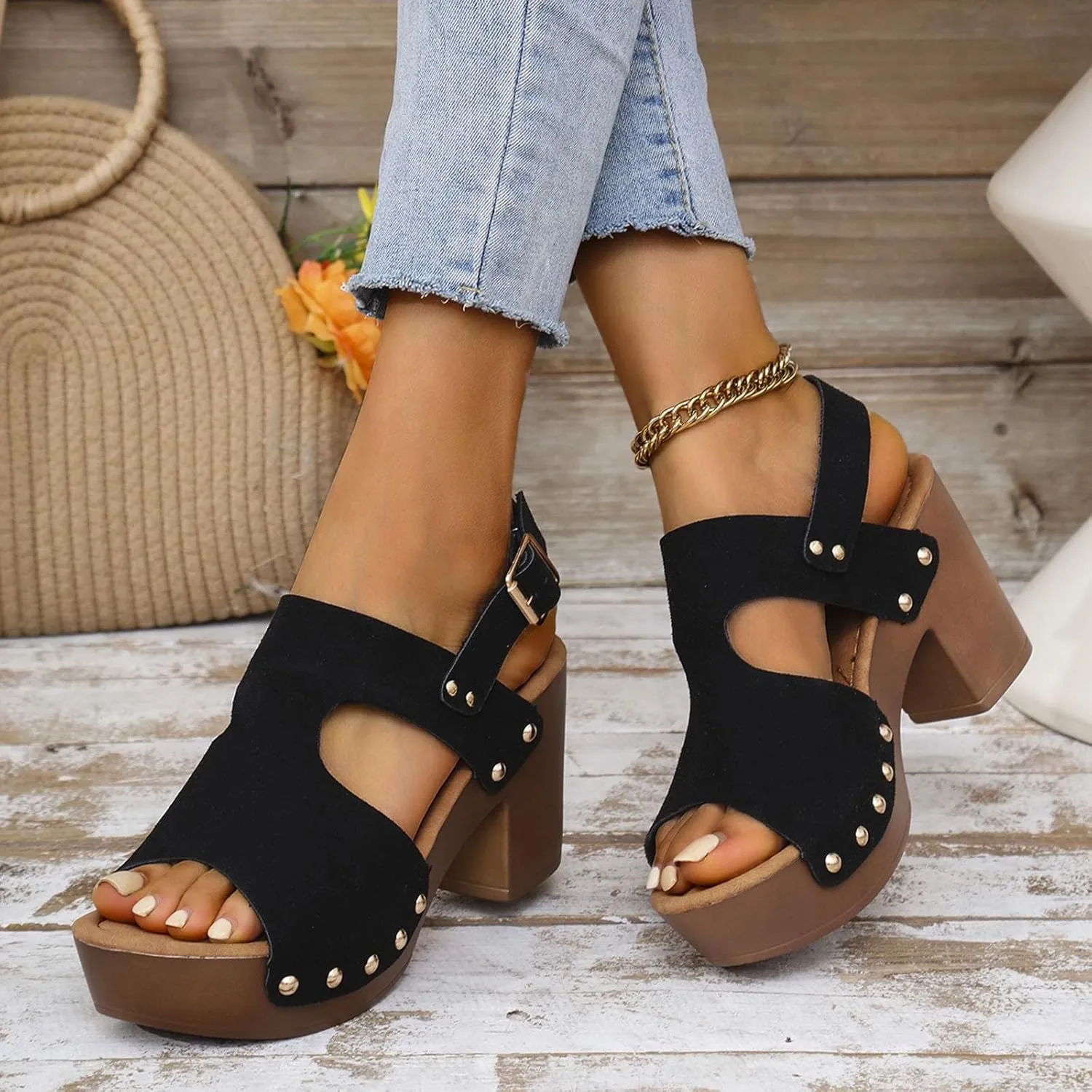 Fashion Sandals For Women Walking Water Shoes With Arch Support Beach Gladiator Sandals Chunky Wedges Slides