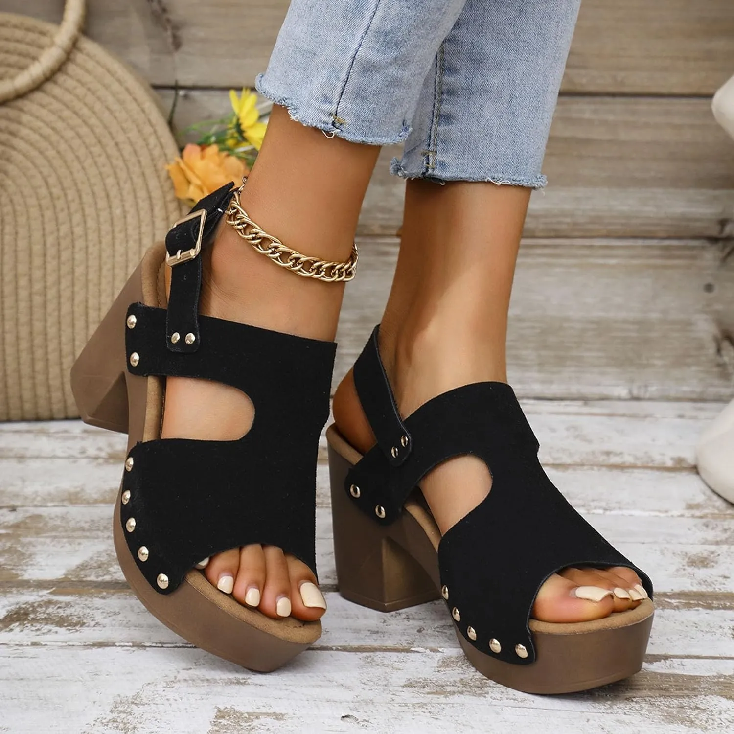 Fashion Sandals For Women Walking Water Shoes With Arch Support Beach Gladiator Sandals Chunky Wedges Slides