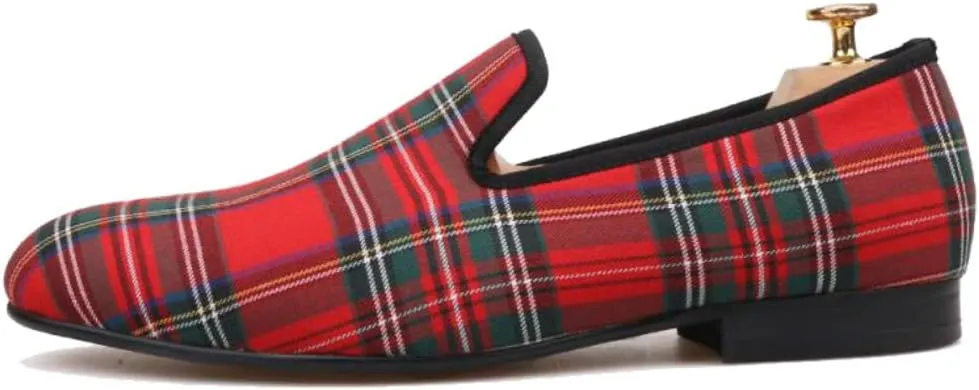 FERUCCI Handmade Men Blue Scottish Slippers Flats Loafers