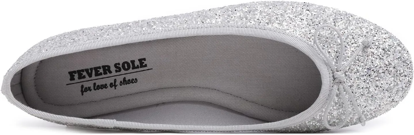 FEVERSOLE Women's Macaroon Colorful Memory Foam Cushion Insock Patent Ballet Flat
