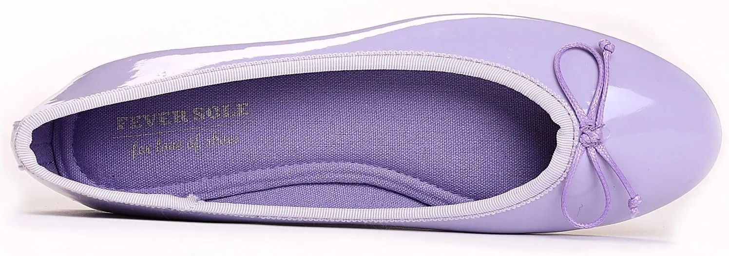 FEVERSOLE Women's Macaroon Colorful Memory Foam Cushion Insock Patent Ballet Flat