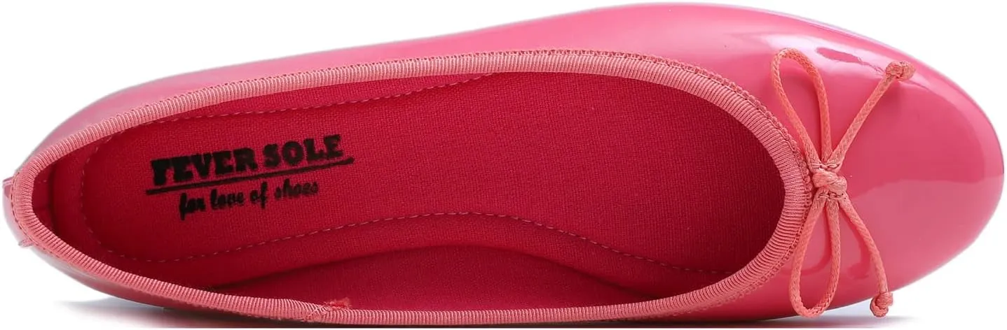 FEVERSOLE Women's Macaroon Colorful Memory Foam Cushion Insock Patent Ballet Flat