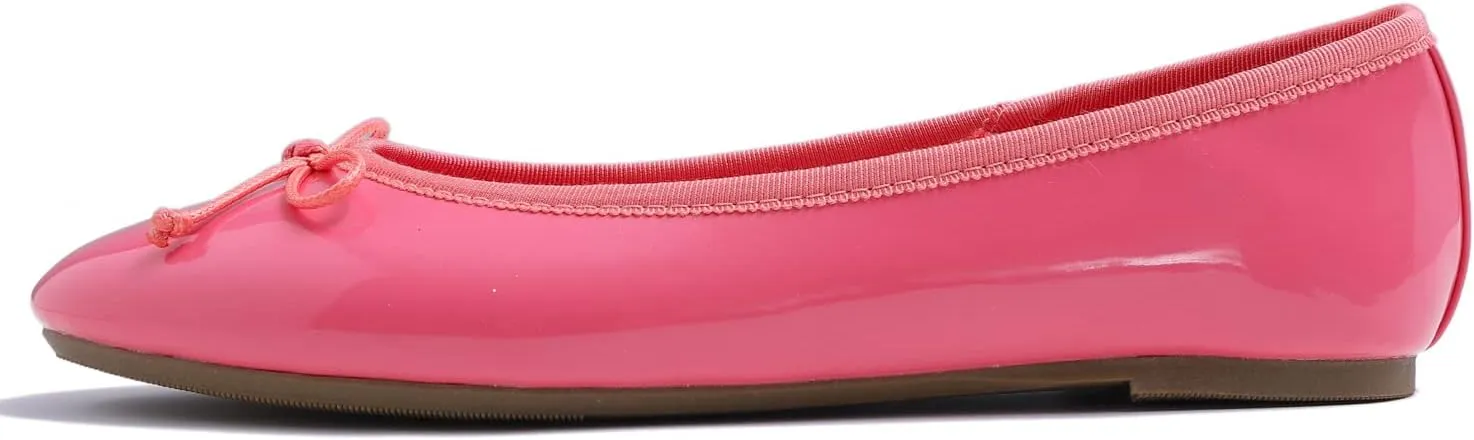 FEVERSOLE Women's Macaroon Colorful Memory Foam Cushion Insock Patent Ballet Flat