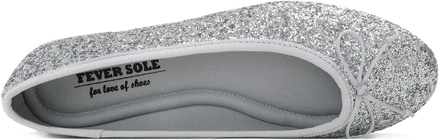 FEVERSOLE Women's Macaroon Colorful Memory Foam Cushion Insock Patent Ballet Flat