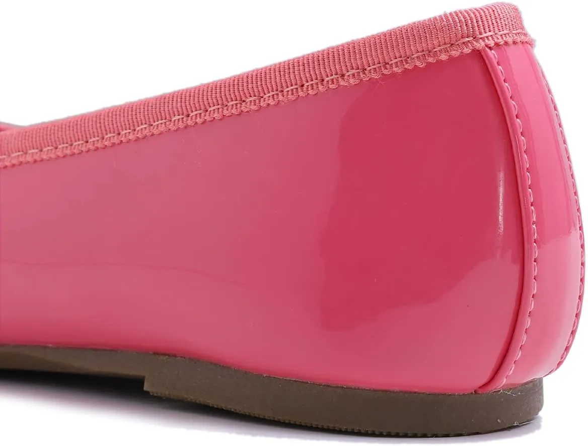 FEVERSOLE Women's Macaroon Colorful Memory Foam Cushion Insock Patent Ballet Flat