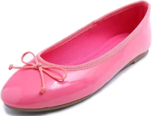 FEVERSOLE Women's Macaroon Colorful Memory Foam Cushion Insock Patent Ballet Flat